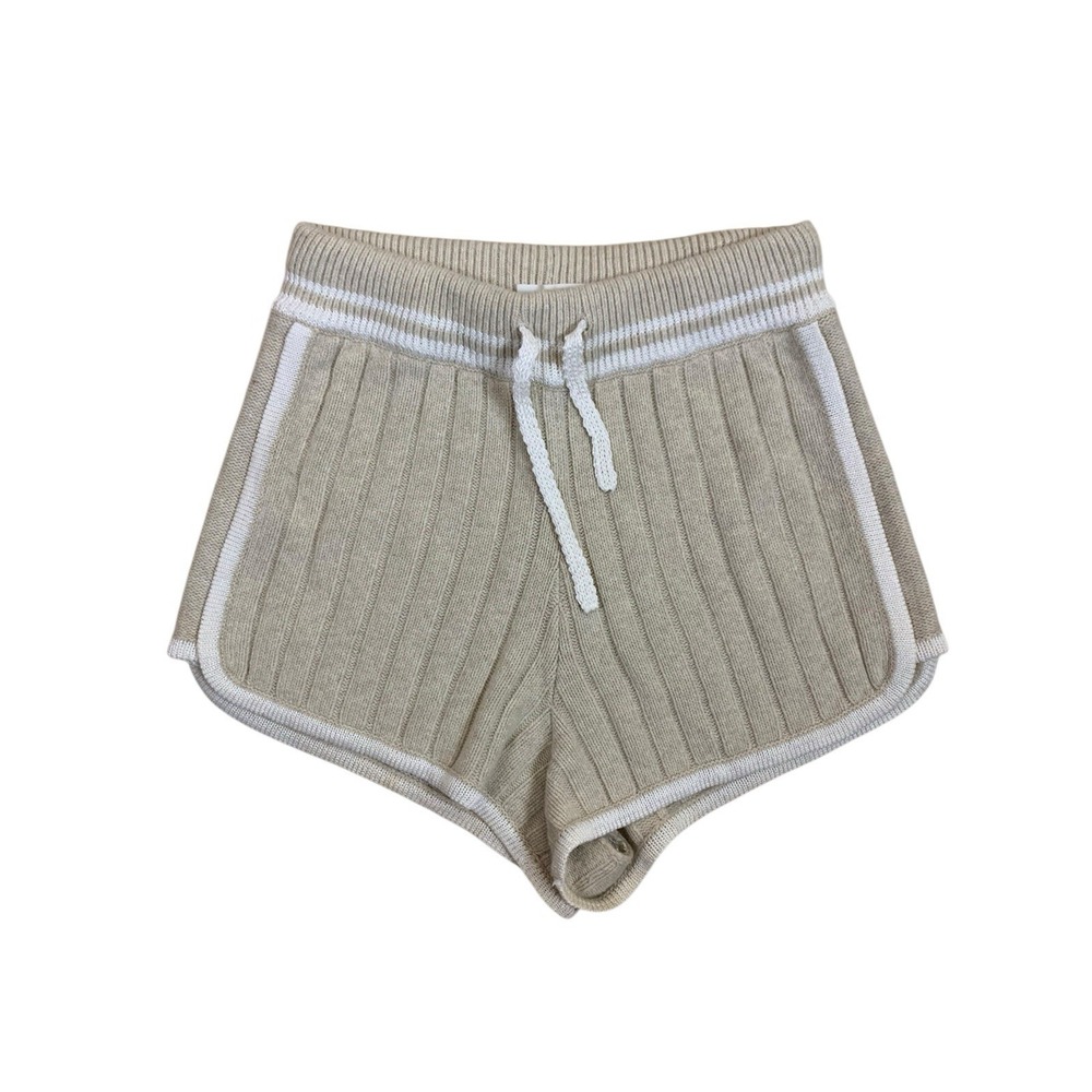 Rag Bone Knit Lounge Shorts Beige Ribbed Drawstring Cozy Soft Relaxed M